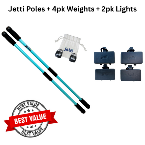 Jetti Poles + 2x Lights + 4pk Weights  15% off (Retail price $118)