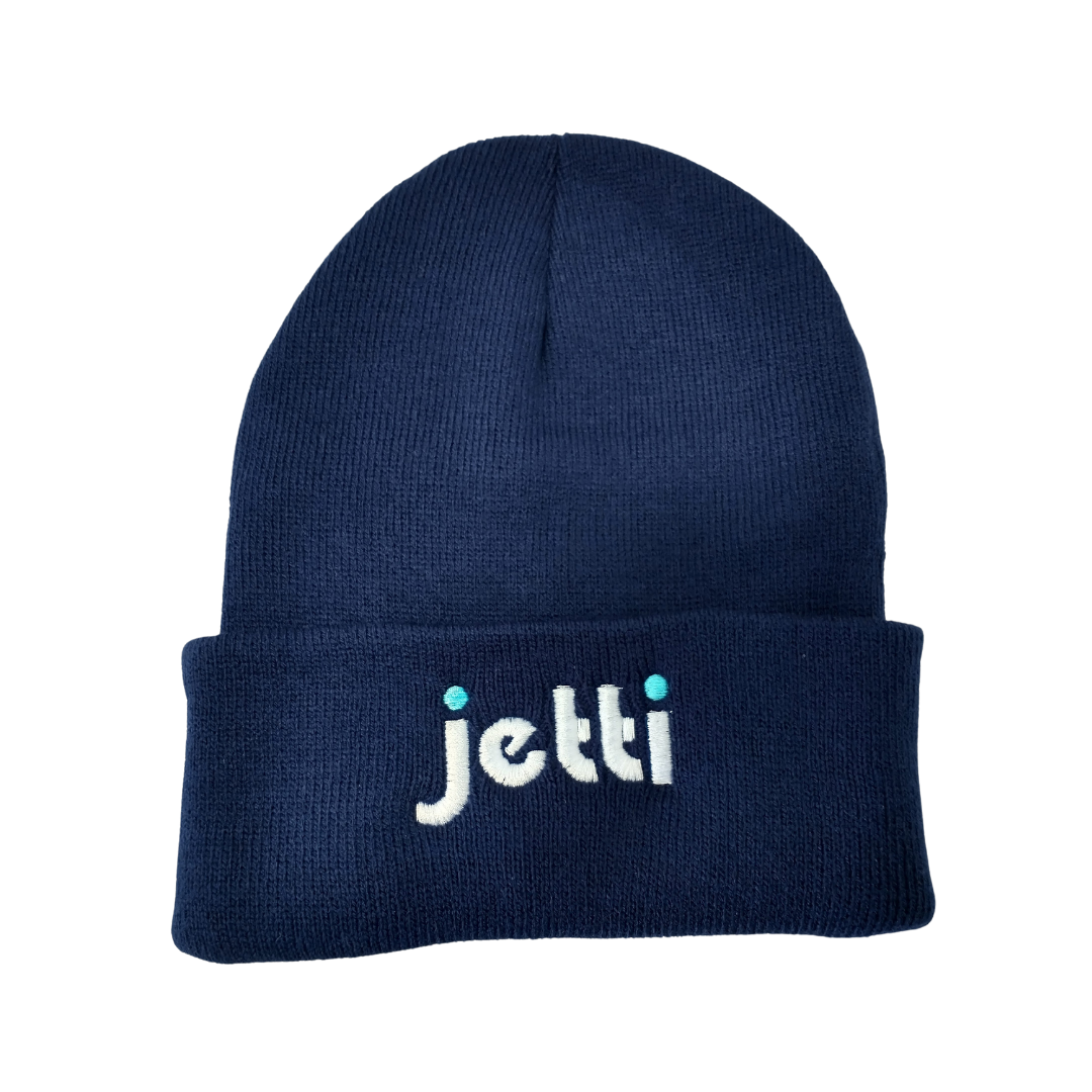 Jetti Embroidered Jersey-Lined Beanie