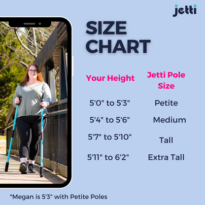 Sizing Chart for Jetti Fitness Poles. Made for your height.